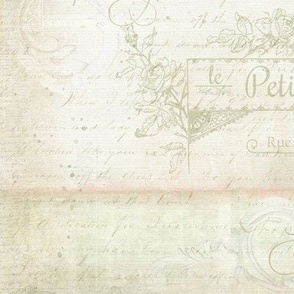 12" Vintage Parchment Script Handwriting Ephemera by Audrey Jeanne