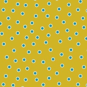  Double Dots- Turquoise on Goldenrod: Extra Small (Buttercup Collection)