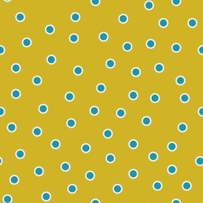  Double Dots- Turquoise on Goldenrod: Small (Buttercup Collection)