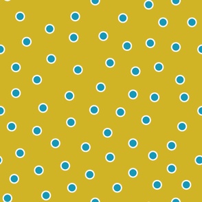  Double Dots- Turquoise on Goldenrod: Large (Buttercup Collection)