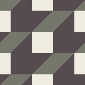 long boxes _ creamy white_ limed ash green_ purple brown _ masculine optical geometric
