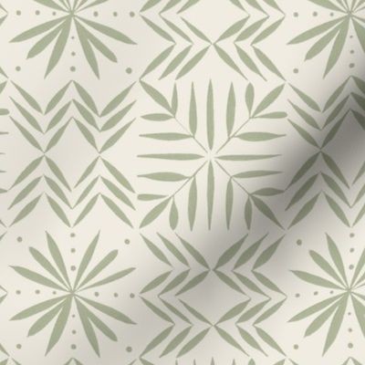 southwest geometric _ creamy white_ light sage green 02 _ hand drawn artistic snowflake 