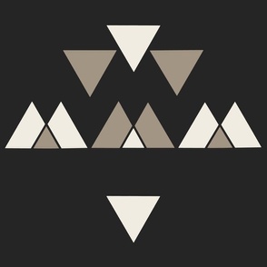 JUMBO triangles 02 - creamy white _ kahki brown _ raisin black - hand drawn sparse geometric