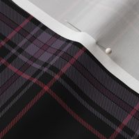 gothic tartan,  4" mauve and dull red on black