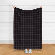 gothic tartan,  4" mauve and dull red on black