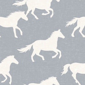 Galloping Horses on Dusty Blue