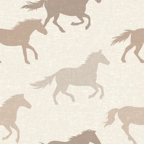 Galloping Horses - Brown on Cream