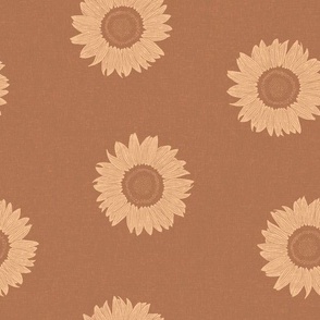 Sunflowers on Burnt Orange