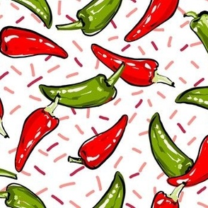 Red and Green Chili Pepper Wallpaper - 10" Fabric