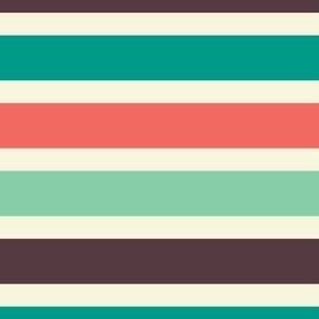 Stripes in Beige Teal and Coral