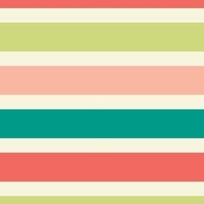 Stripes in Beige Teal Pink and Yellow