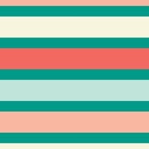 Stripes in Teal Blue Pink and Coral