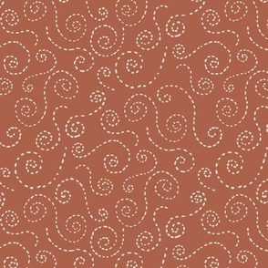 Swirling Autumn Wind Whimsical Abstract - terracotta amaro earth tone 12in  -23-01-03A