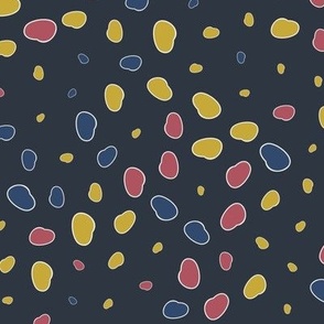 Quirky Colorful Dots on Dark Blue