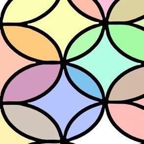 Overlapping Ovals in Pastel Rainbow