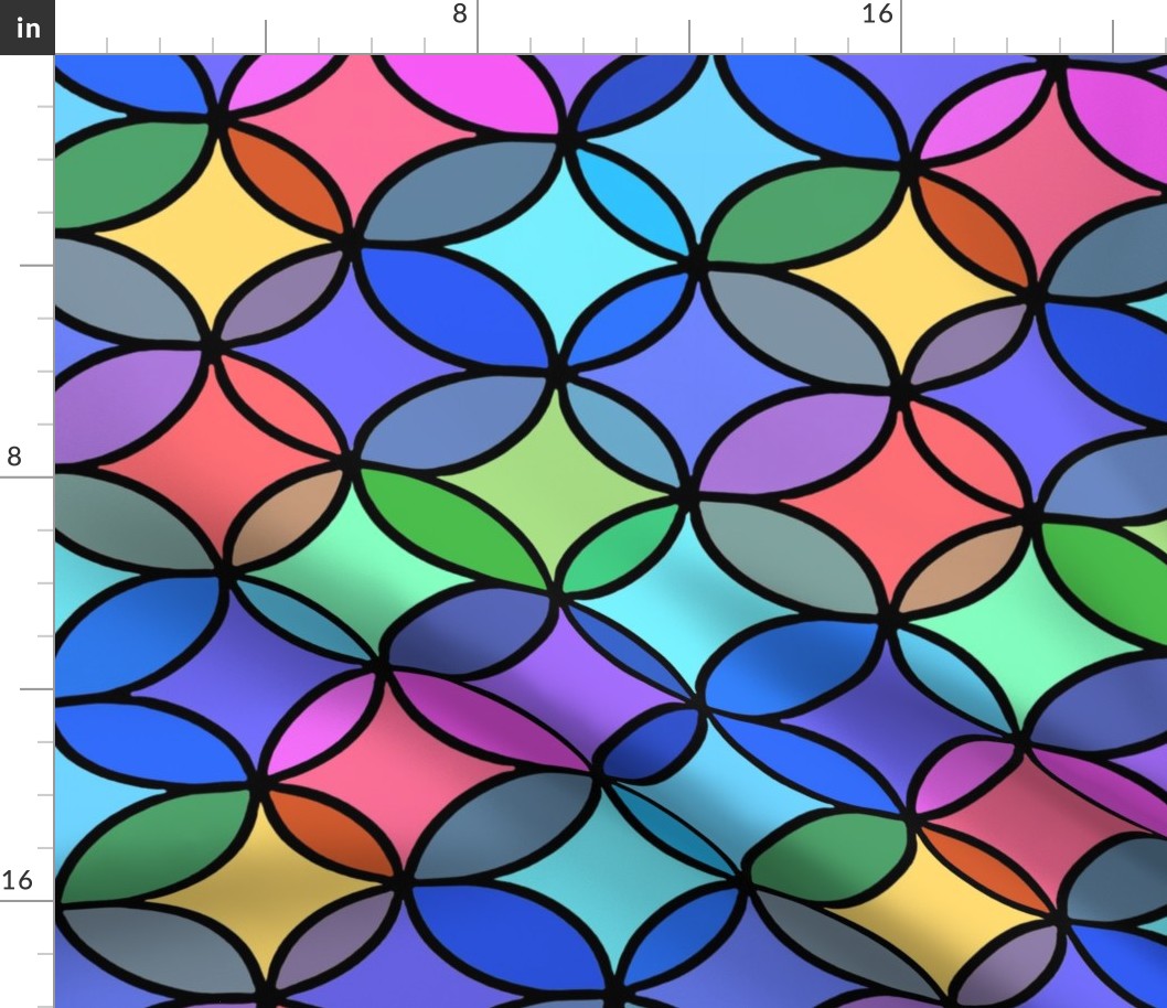 Overlapping Ovals in Rainbow with Blues
