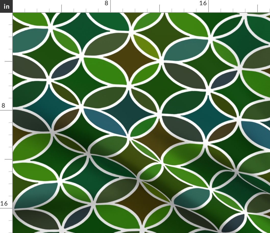 Overlapping Ovals in Greens and Turquoise