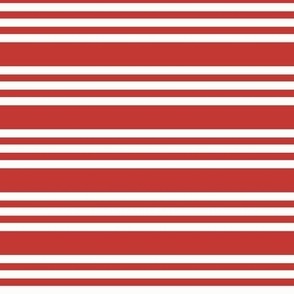 Reverse Bandy Stripe: Cherry Red & White Horizontal Stripe