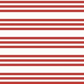 Bandy Stripe: Cherry Red & White Horizontal Stripe