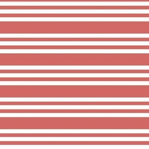 Reverse Bandy Stripe: Light Cherry Red & White Horizontal Stripe