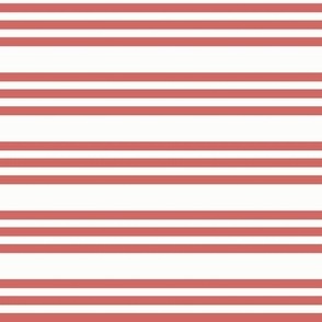Bandy Stripe: Light Cherry Red & White Horizontal Stripe