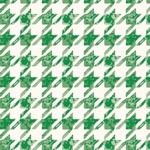 Painted Watercolor Houndstooth - Kelly Green with White