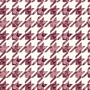 Painted Watercolor Houndstooth - Burgundy Red with White