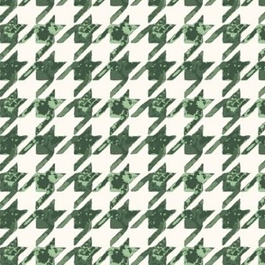 Painted Watercolor Houndstooth - Evergreen with White