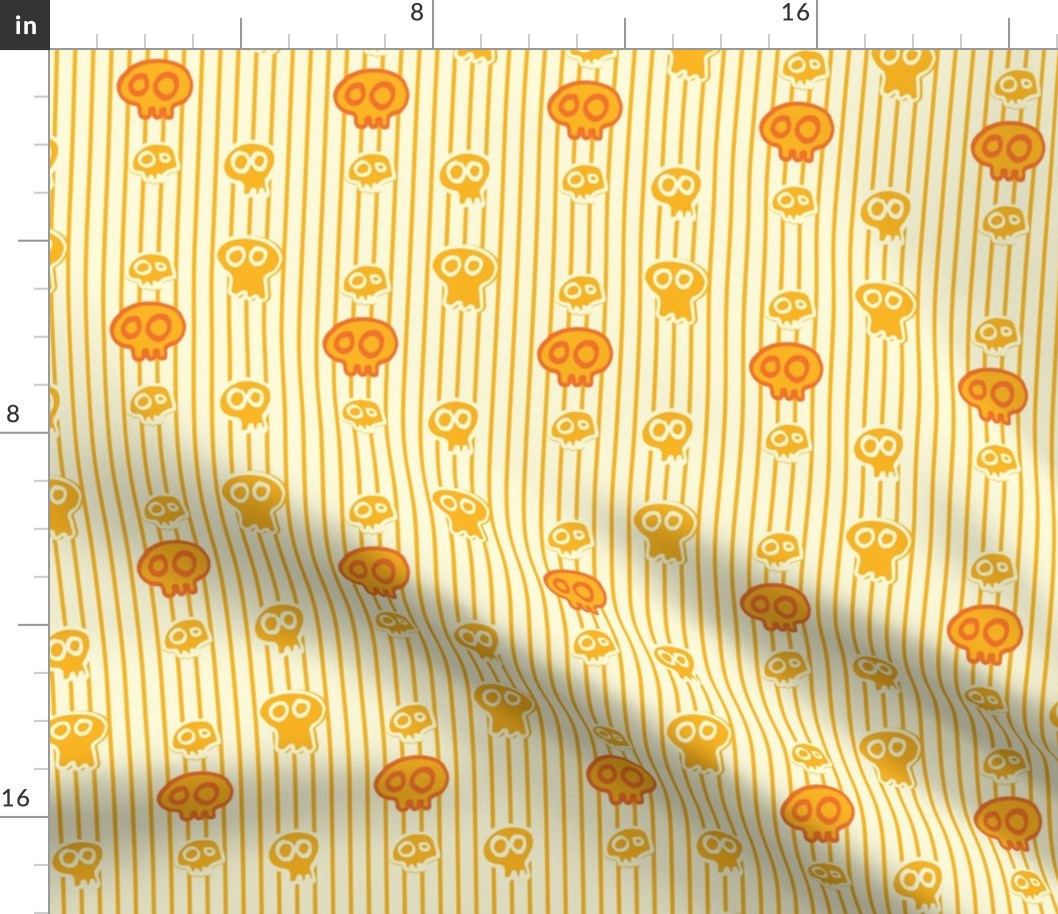 Skulls and Stripes Bone White, Orange Yellow and Orange