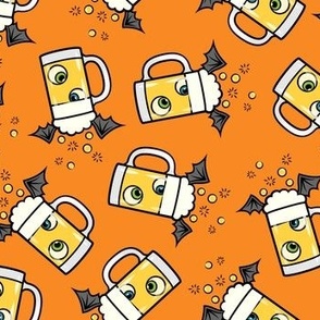 witches brew - halloween beer mugs - orange - LAD23