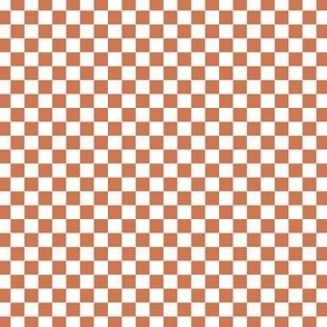 Micro Mini Scale // Dark Coral Pink Checkers Checkerboard Retro 1/4 Inch Squares  