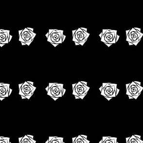 S Moody Roses – White Rose on Deep Black - Black and White Classic Horizontal Stripes - Mid Century Modern inspired (MOD) - Vintage – Minimalist Floral - Geometric Florals