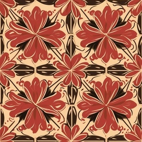 Abstract Hawaiian Red and Yellow Tile