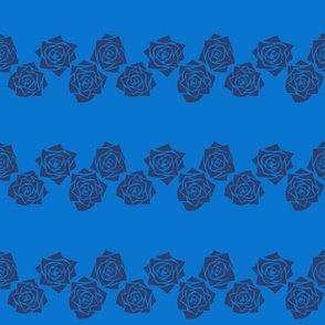 M Moody Roses – Deep Blue Rose (Indigo Blue, Dark Blue) on Bright Blue (Cobalt Blue) - Classic Horizontal Stripes - Mid Century Modern inspired (MOD) - Vintage – Minimalist Flower - Geometric Floral