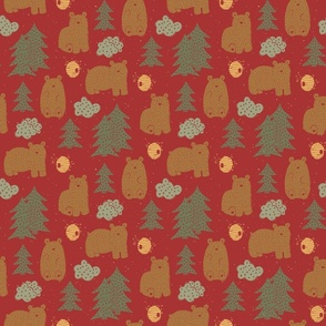 Cute -n- Cozy Cabin Bears Crimson Color