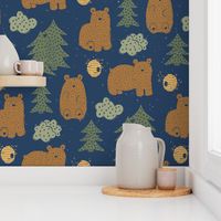 Cute -n- Cozy Cabin Bears Blue