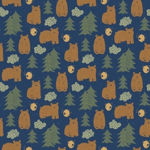 Cute -n- Cozy Cabin Bears Blue