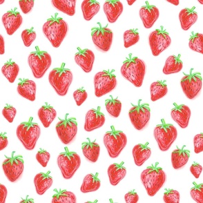 Red Watercolor Strawberries in White - (XXXL)