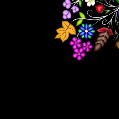 Ojibwe Floral Motif on black