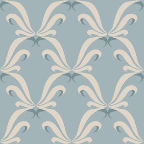 Simple Damask Ribbons in blue ( large scale ).