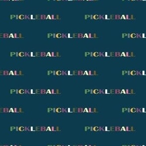 Colorful Pickleball Text on Prussian Blue