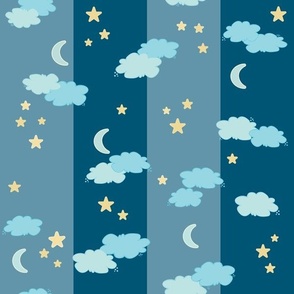 MEDIUM-Baby Boy Night Sky on Dusty Blue-3" stripe