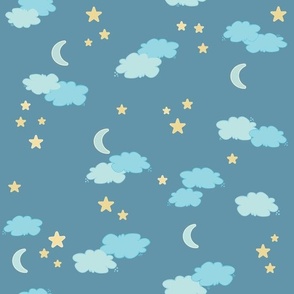 MEDIUM-Baby Boy Night Sky on Dusty Blue