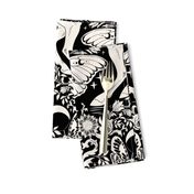 Celestial Unicorn Damask Black And White