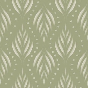 Dots and Fronds _ creamy white_ light sage green _ traditional