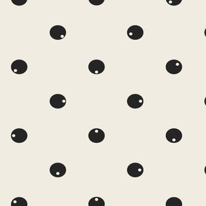 Dotted Dots - creamy white _ raisin black 02 - black and white polka dot