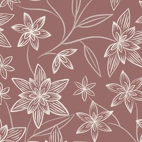 flowy flowers - copper rose_ creamy white_ silver rust - pink floral