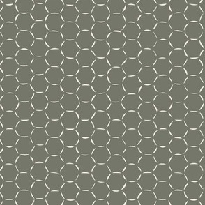 hexagons - creamy white _ limed ash green - hand drawn honeycomb geometric