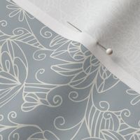 lovely - creamy white _ french grey blue - traditional line art design