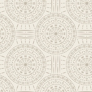 mandala 02 - creamy white _ khaki brown 02 - hand drawn boho geometric